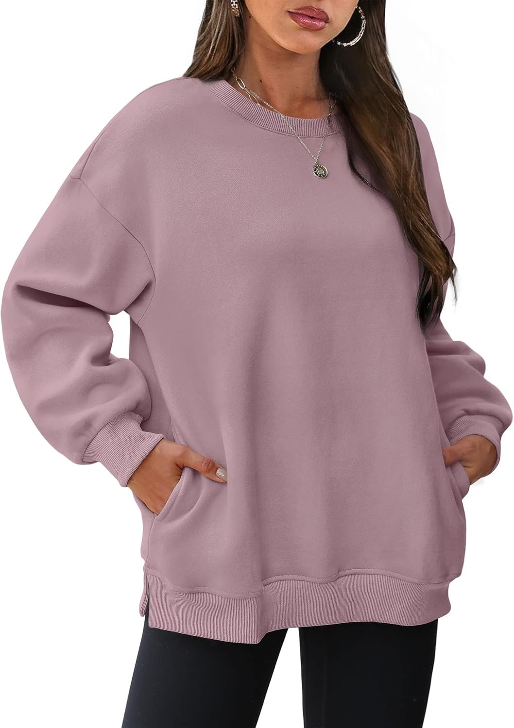 Fashion Crewneck Long Sleeve Pocket Pullover