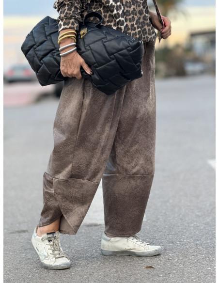 Chocolate Brown Suede Pockets Trousers