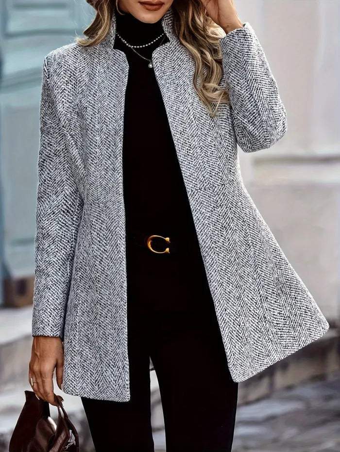 Grey Plain Long Sleeve Outerwear