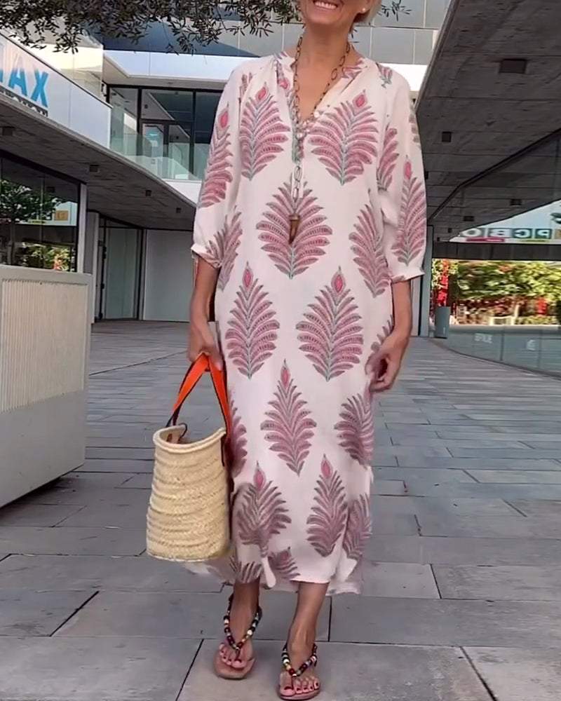 Trendy V-Neck Long Sleeve Maxi Dress