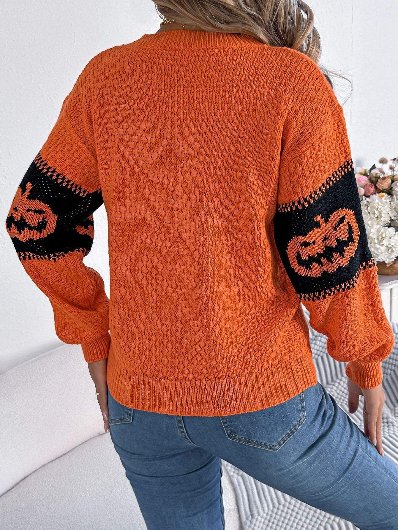 Chic Orange Round Neck Sweater