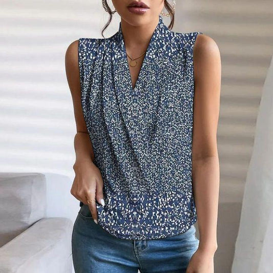 Navy V-Neck Sleeveless Top