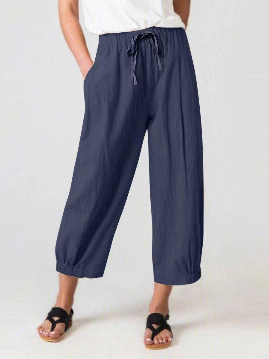 Marineblaue Hose mit Seitentaschen 