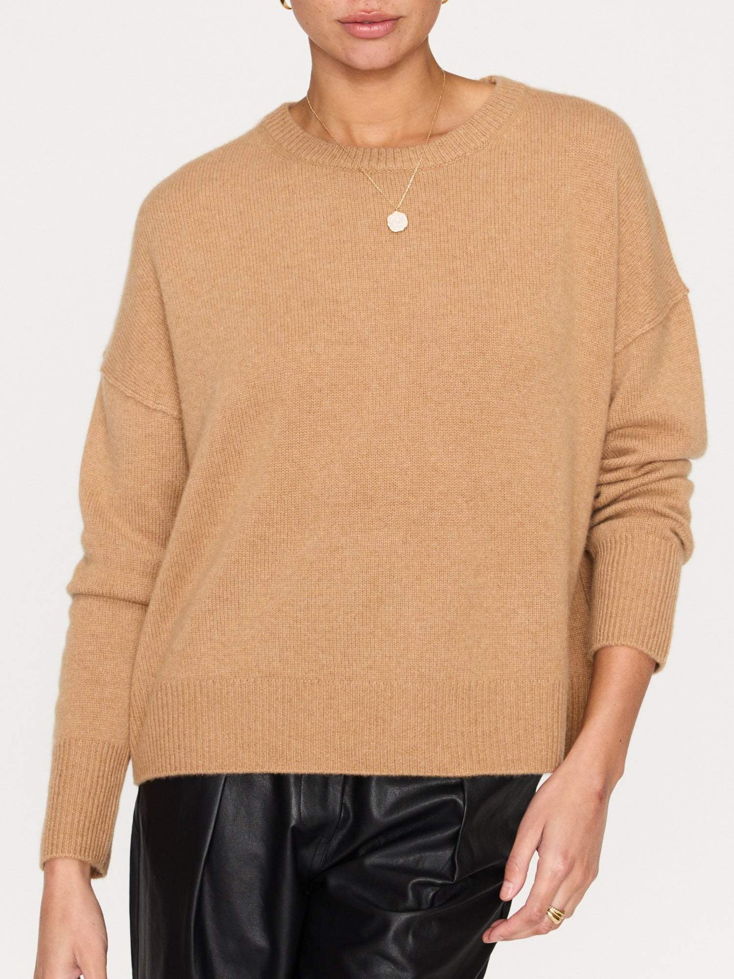 Apricot Long Sleeve Plain Sweater