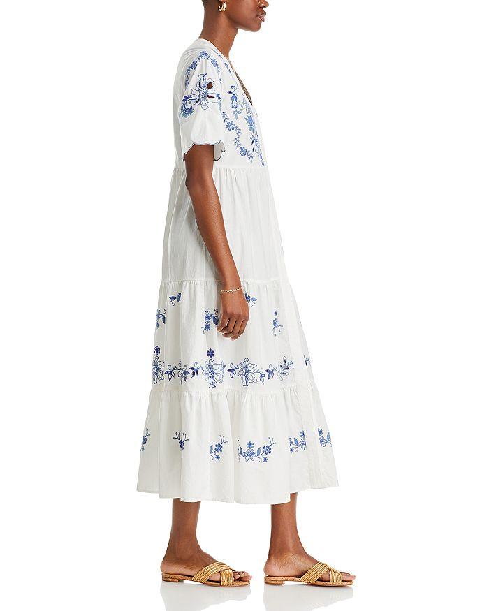 V-neck Blue Printed Stylish Maxi Dress