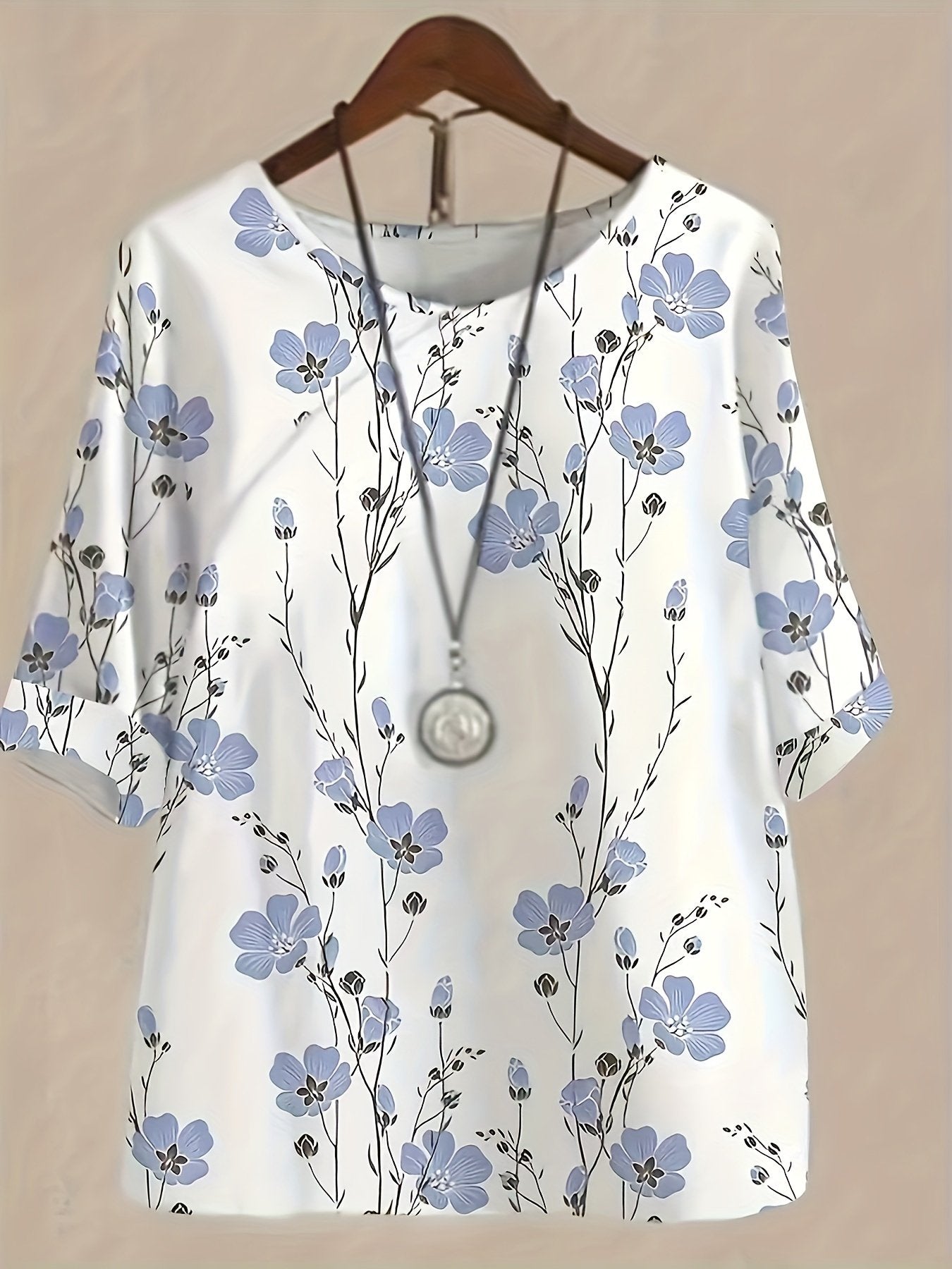 Floral Print Casual Round Neck Two Piece Set