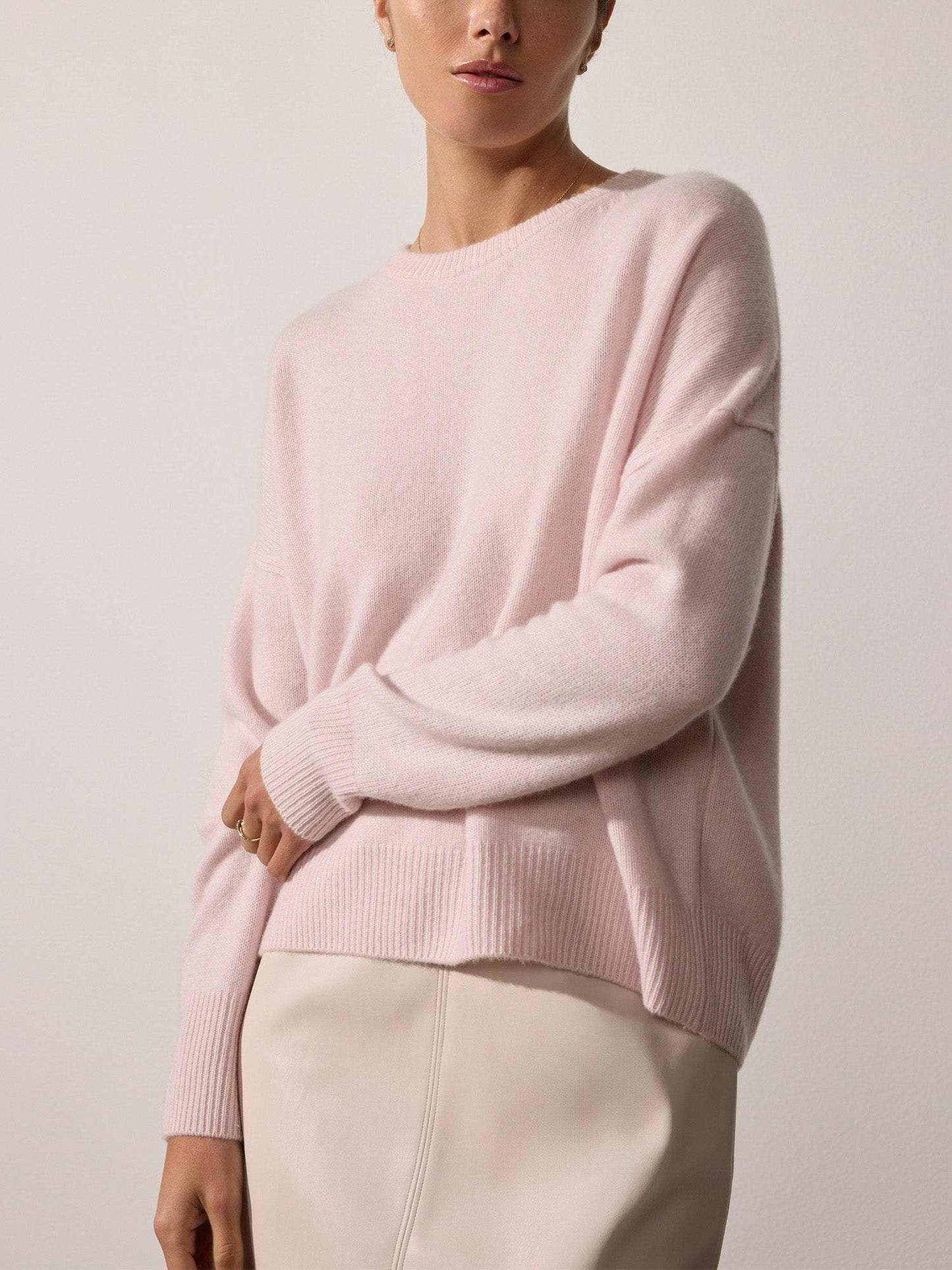 Apricot Long Sleeve Plain Sweater