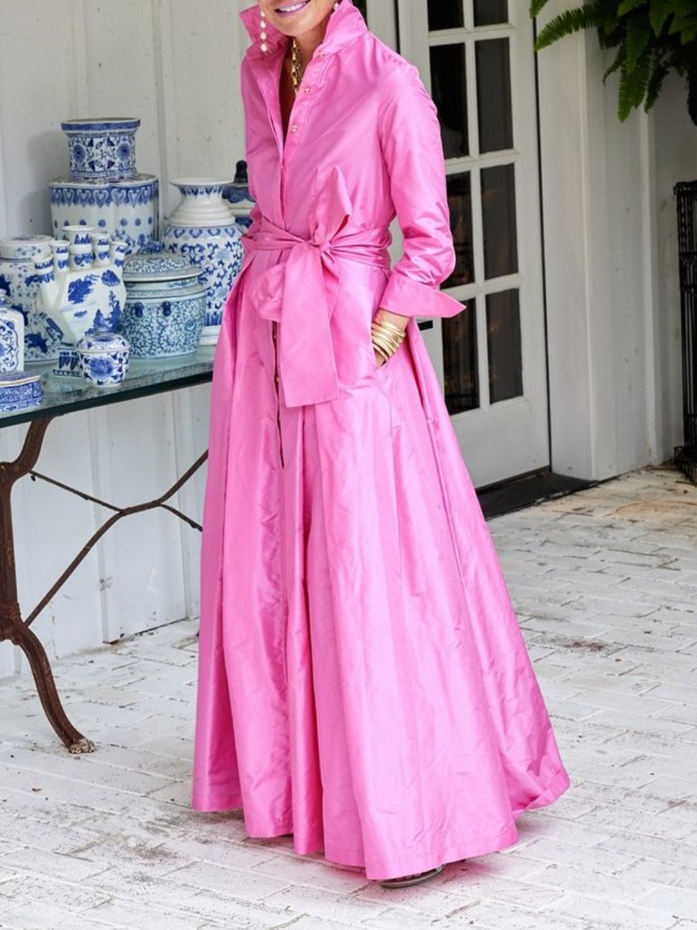 Pink Glossy Maxi Dress