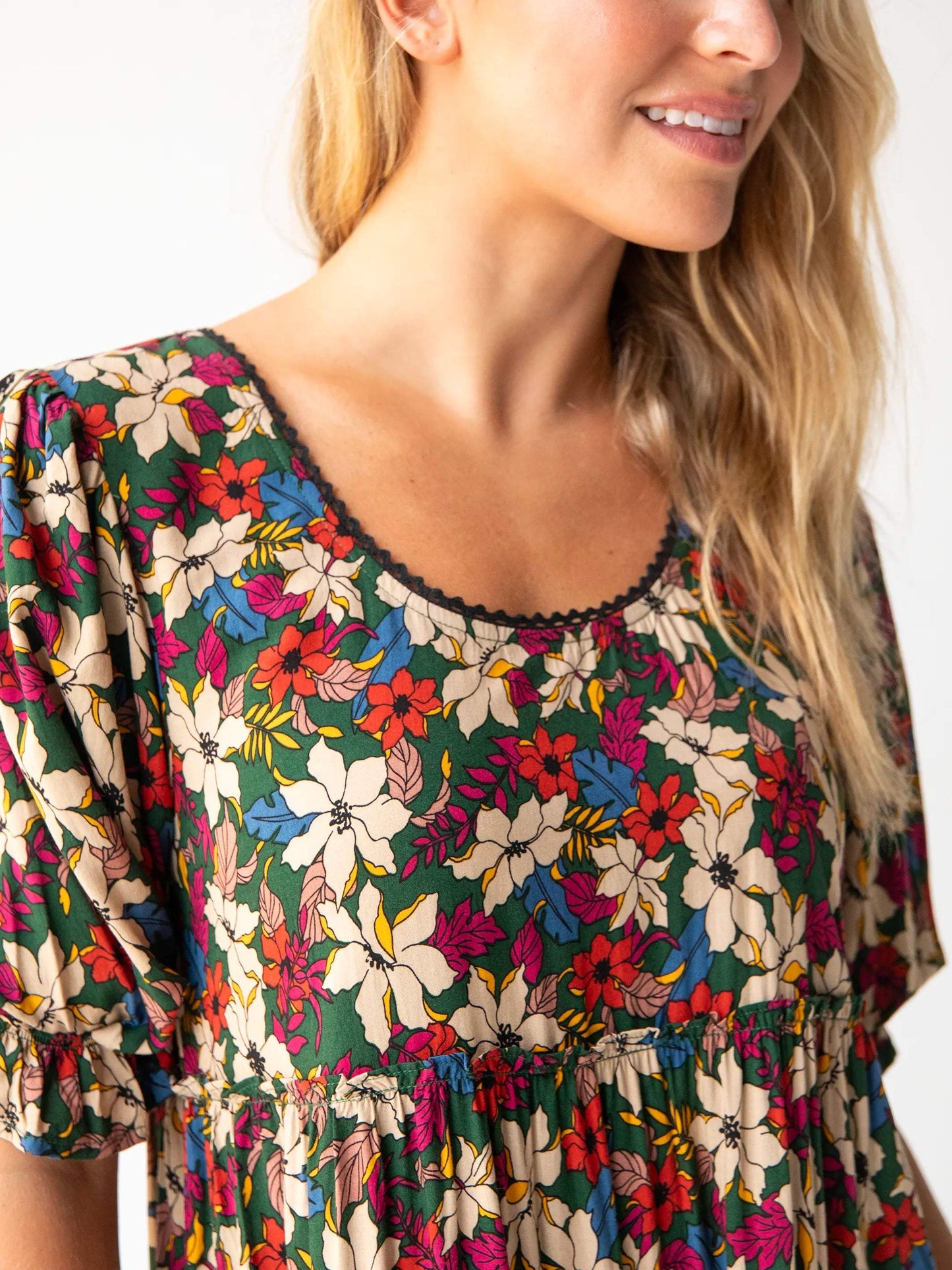 Gorgeous Short Sleeve Floral Print Maxi Dress