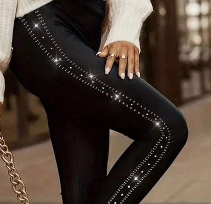 Distinctive Silver Print Black Pants