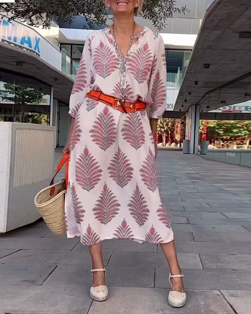 Trendy V-Neck Long Sleeve Maxi Dress