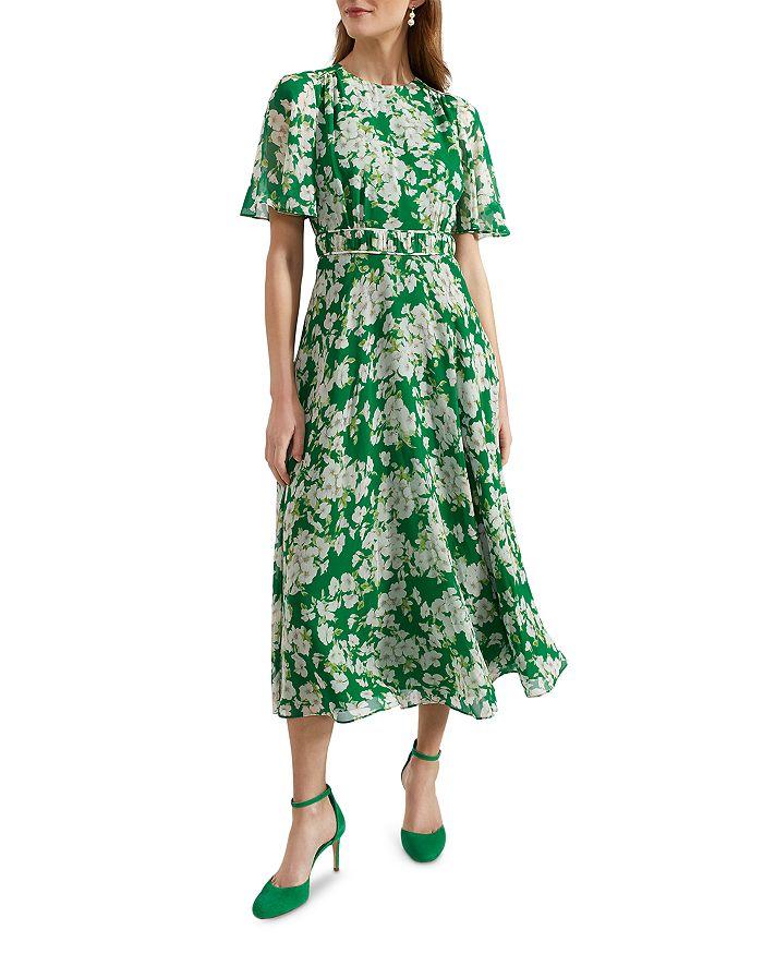 Floral Print Silk Midi Dress