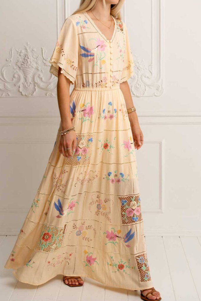 Hummingbird Patchwork Maxi Dress