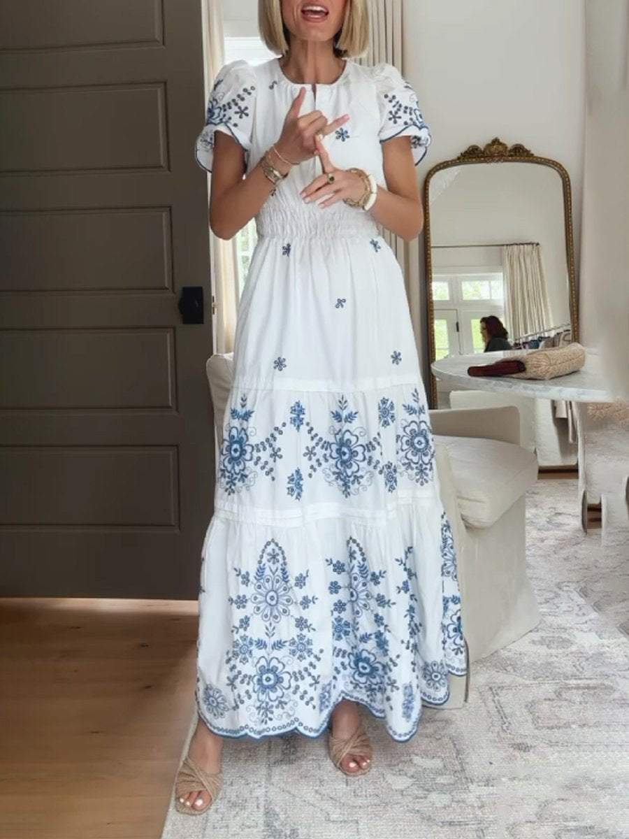 Elegant Short Sleeve Maxi Dress