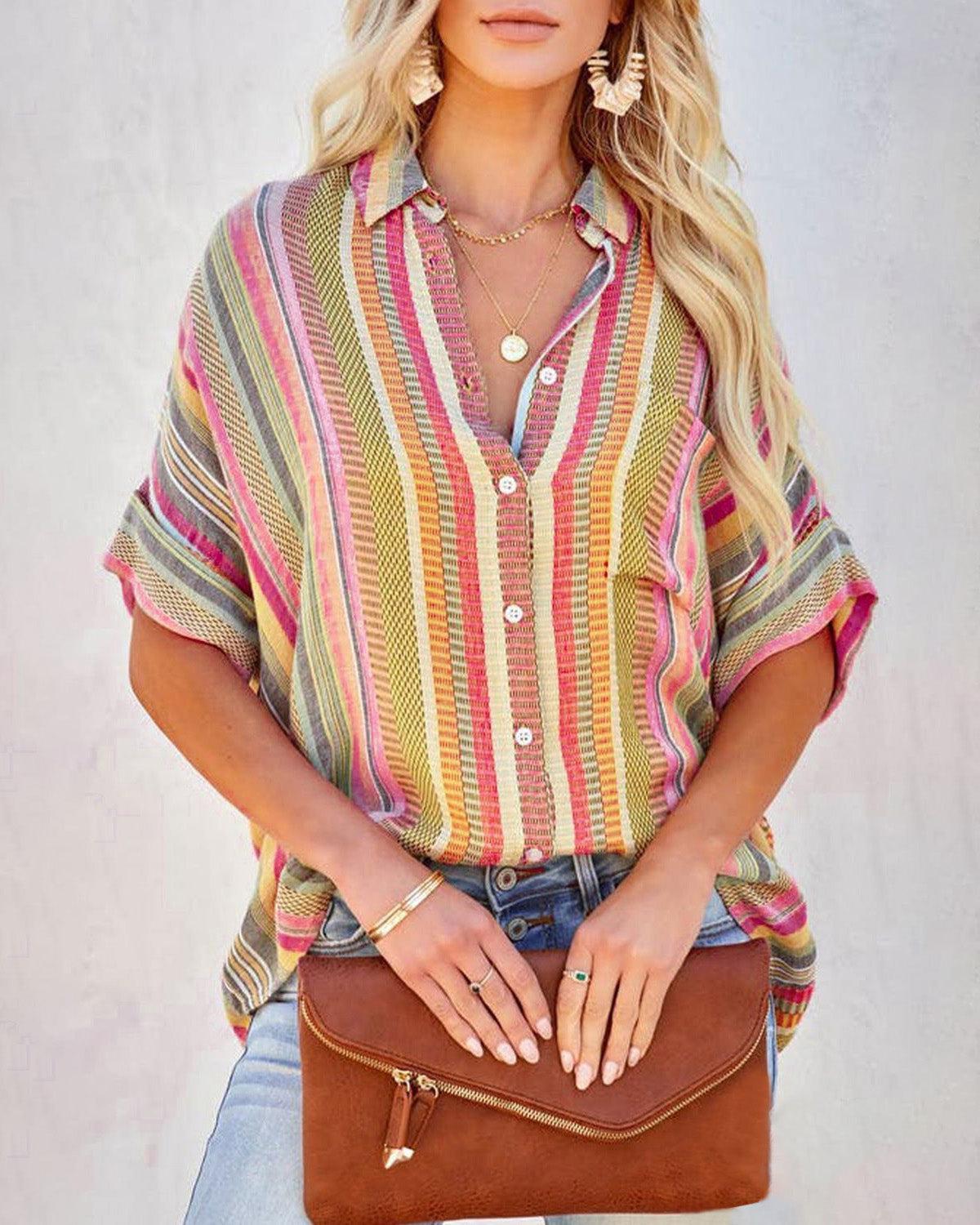 Comfy Striped Print Collared Shirt