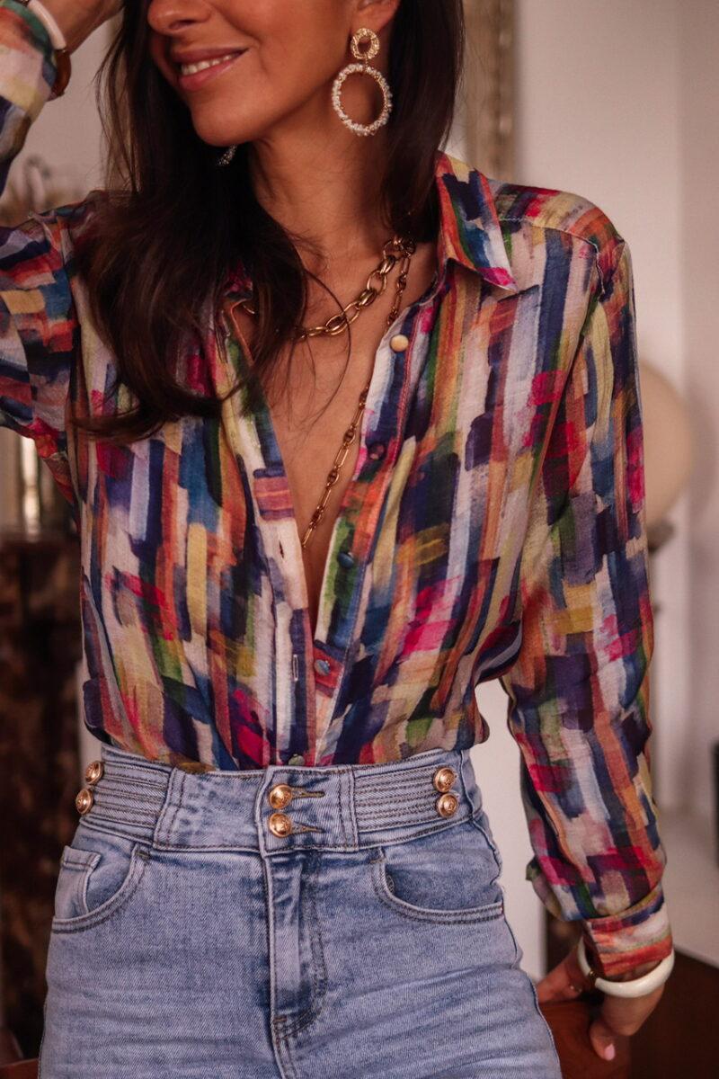 Chic Multicolor Long Sleeve Top