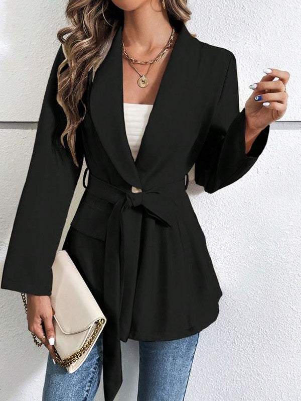 Distinctive Black Plain Long Sleeve Jacket