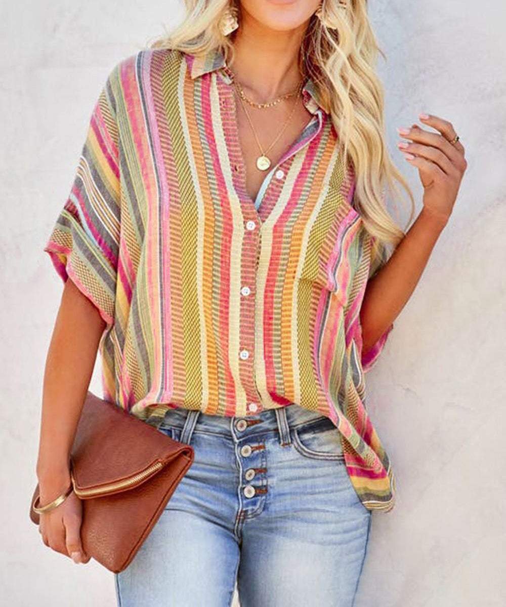 Comfy Striped Print Collared Shirt