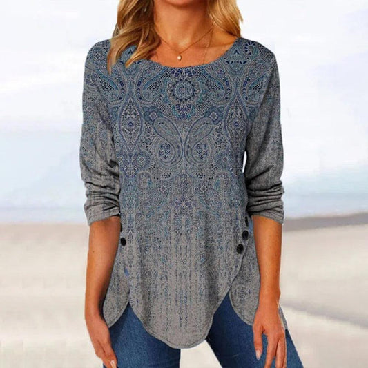 Blue Ombre Fade Luxe Print Tunic Top