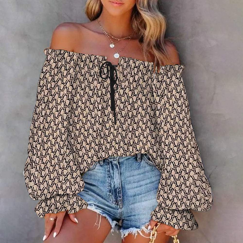 Retro Khaki Balloon Sleeve Top