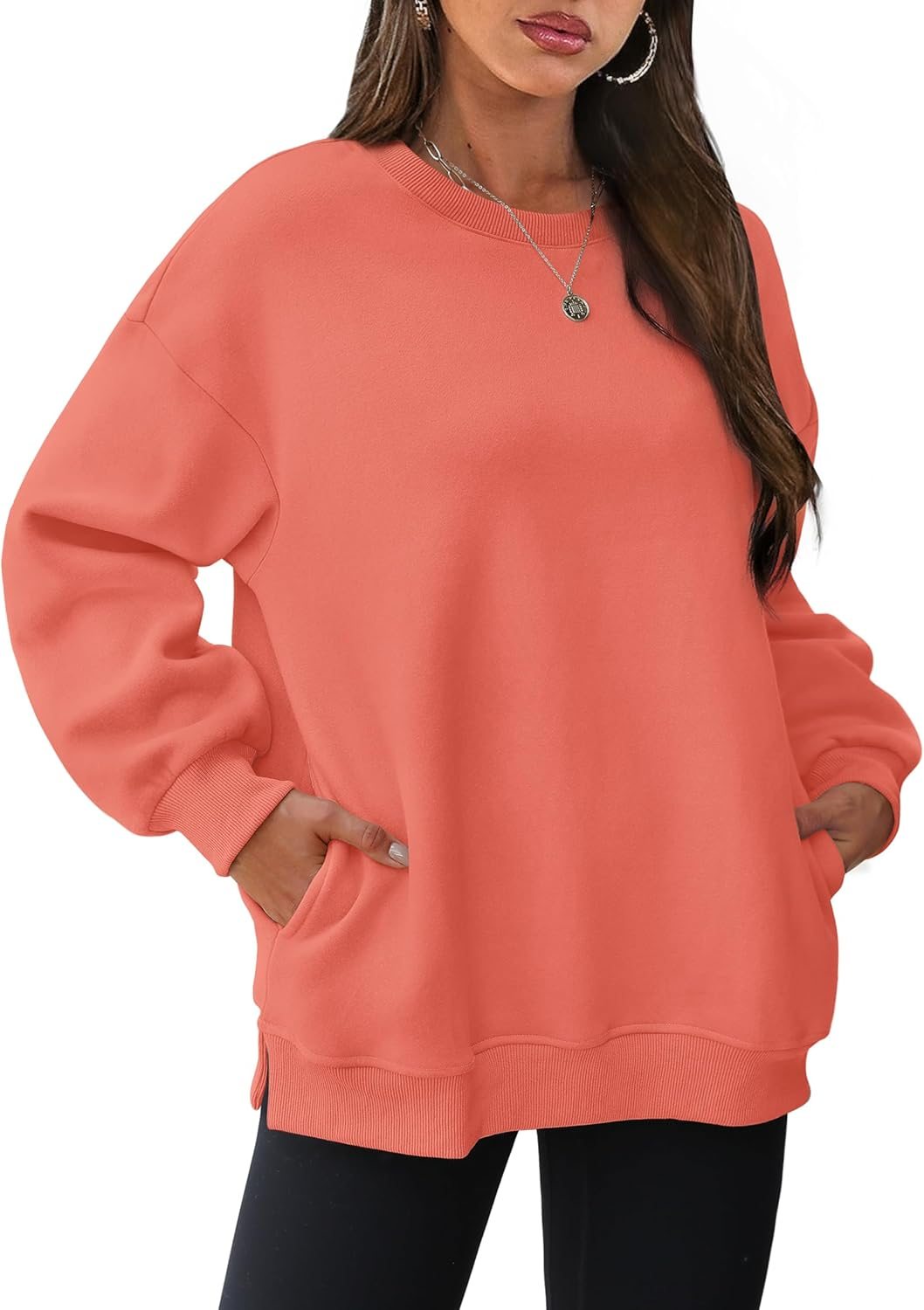 Fashion Crewneck Long Sleeve Pocket Pullover