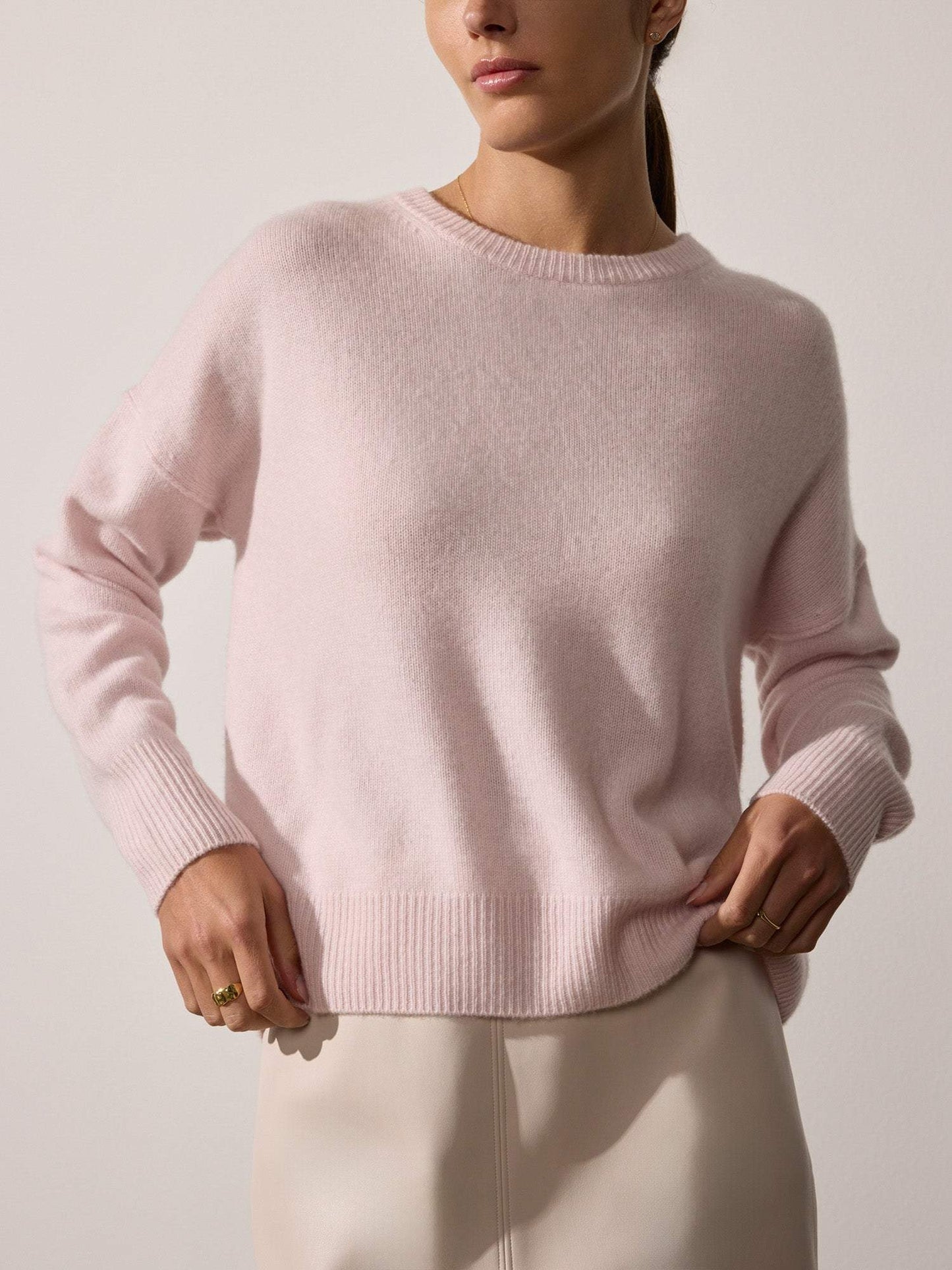 Apricot Long Sleeve Plain Sweater