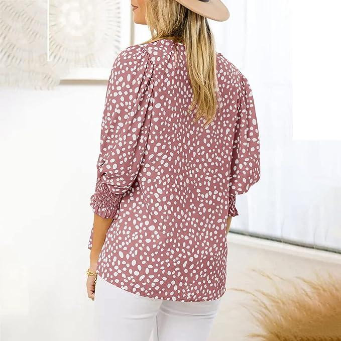 Rundhals-Top mit Print in Rosa 