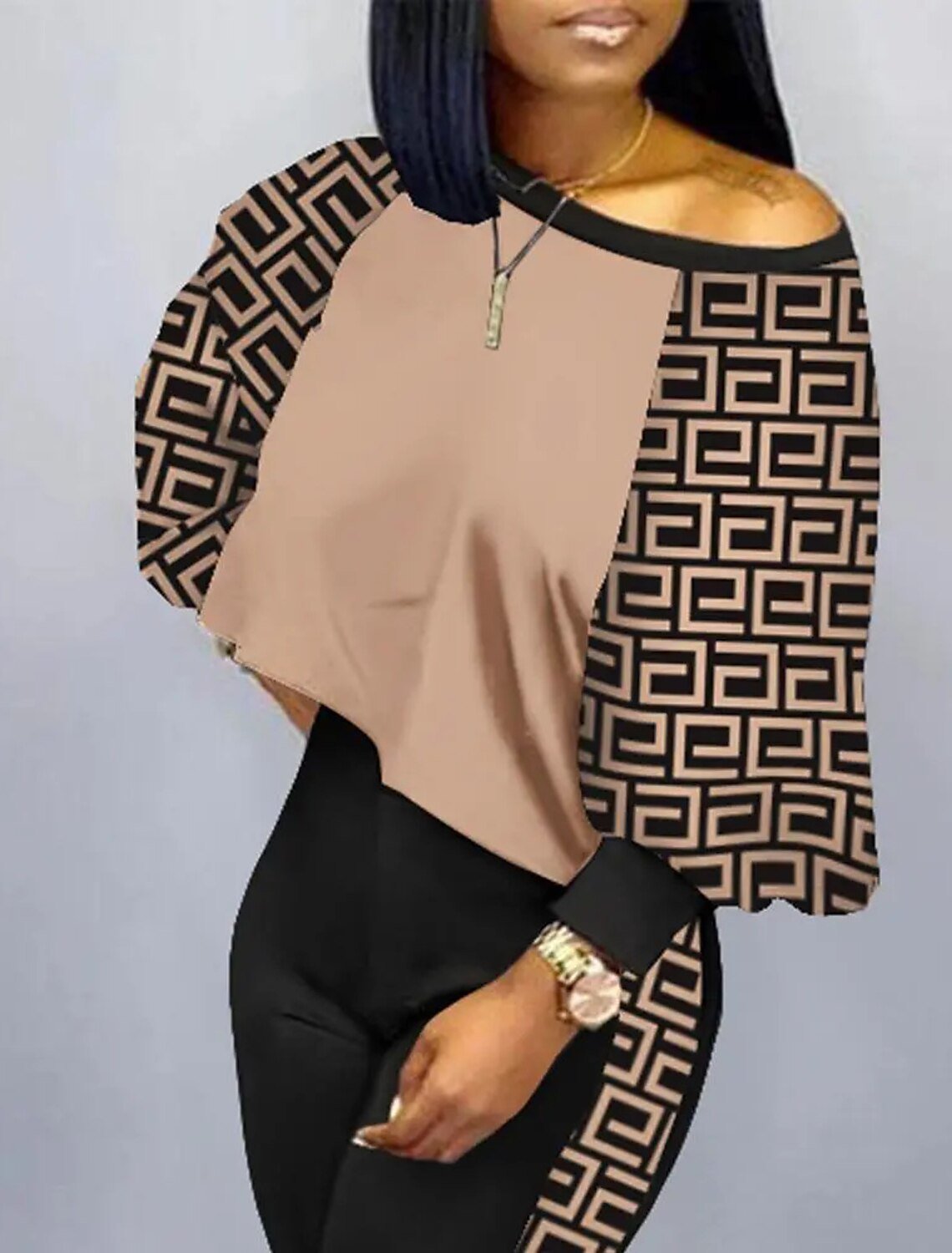 Groovy Round Neck Long Sleeve Two Piece Set