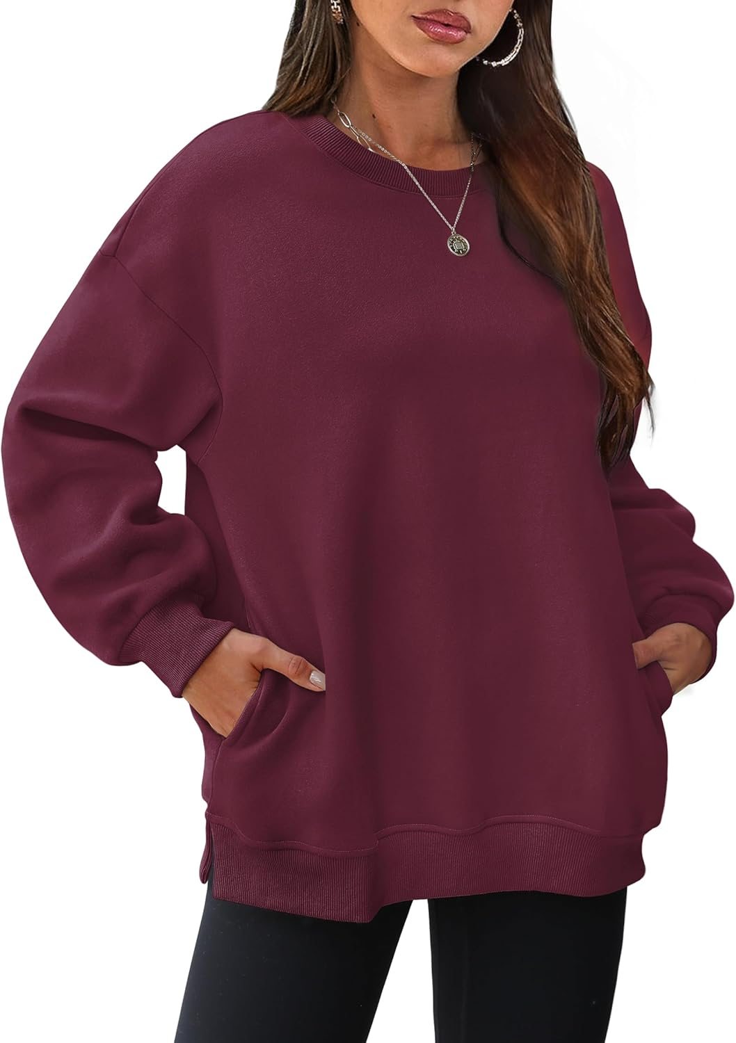 Fashion Crewneck Long Sleeve Pocket Pullover