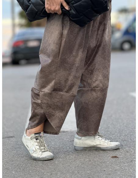 Chocolate Brown Suede Pockets Trousers