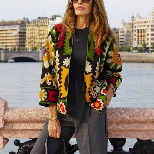 Elegant Multicolor Long Sleeve Outerwear