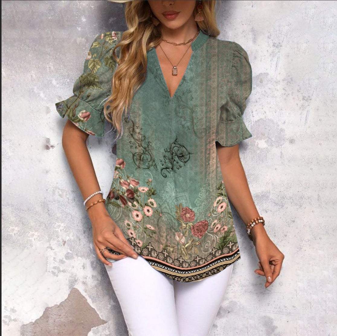 Youthful Green Short Sleeve Top