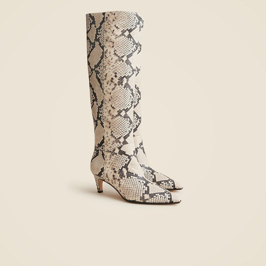 New Arrivals Snake-Embossed Knee-High Pull-On Boots