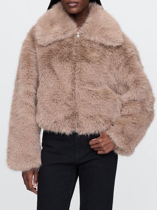 Cropped Faux Fur Jacket