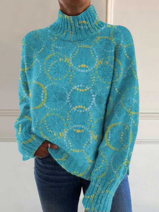 Bright Circle Art Print High Neck Sweater