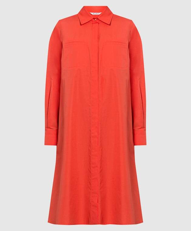 Showy Orange Long Sleeve Pocket Dress