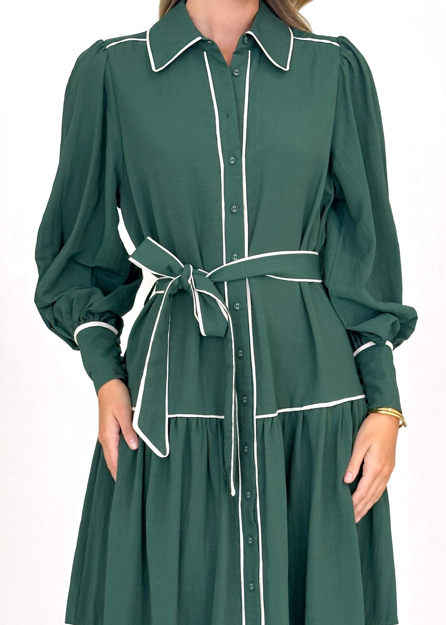 Paneled Vertical Button Maxi Dress