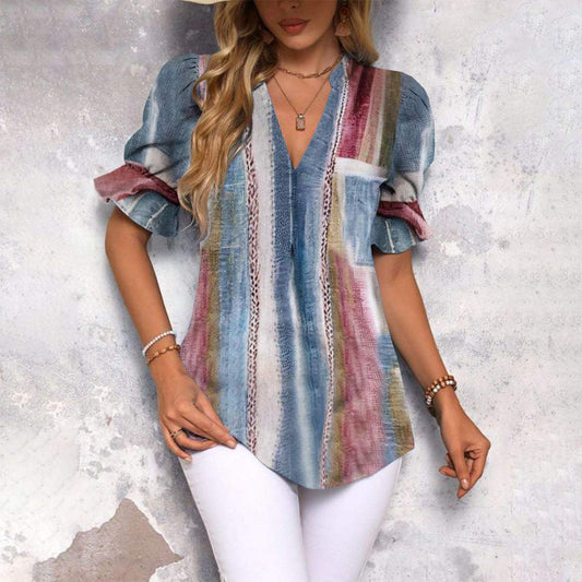 Stylish Blue Short Sleeve Top