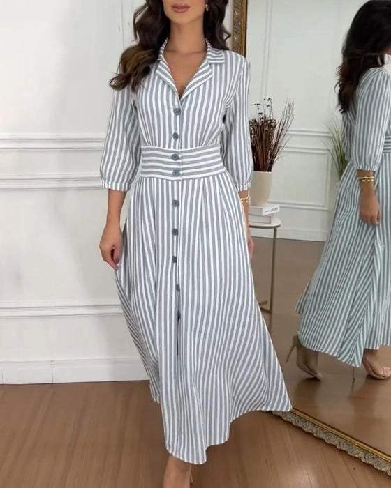 Chic Striped Print Maxi Dress