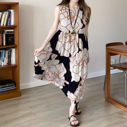 Chic Floral Print Sleeveless Maxi Dress