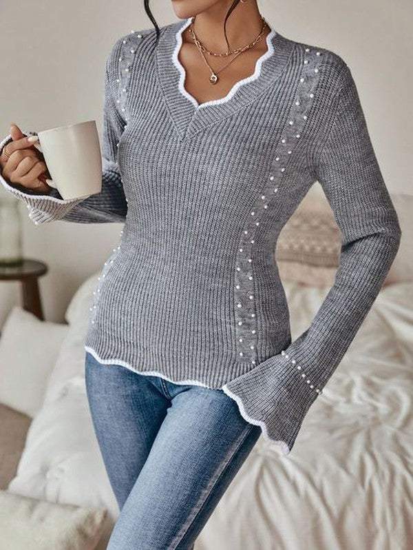 Basic Long Sleeve Grey Sweater