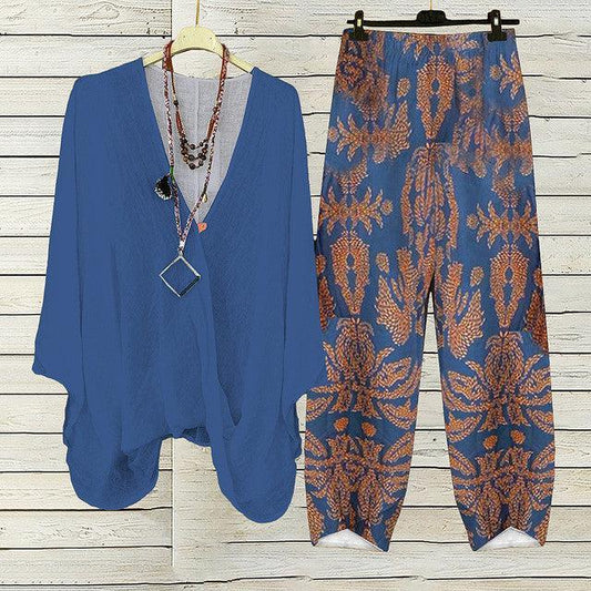 Breezy Blue V-Neck Two Piece Set