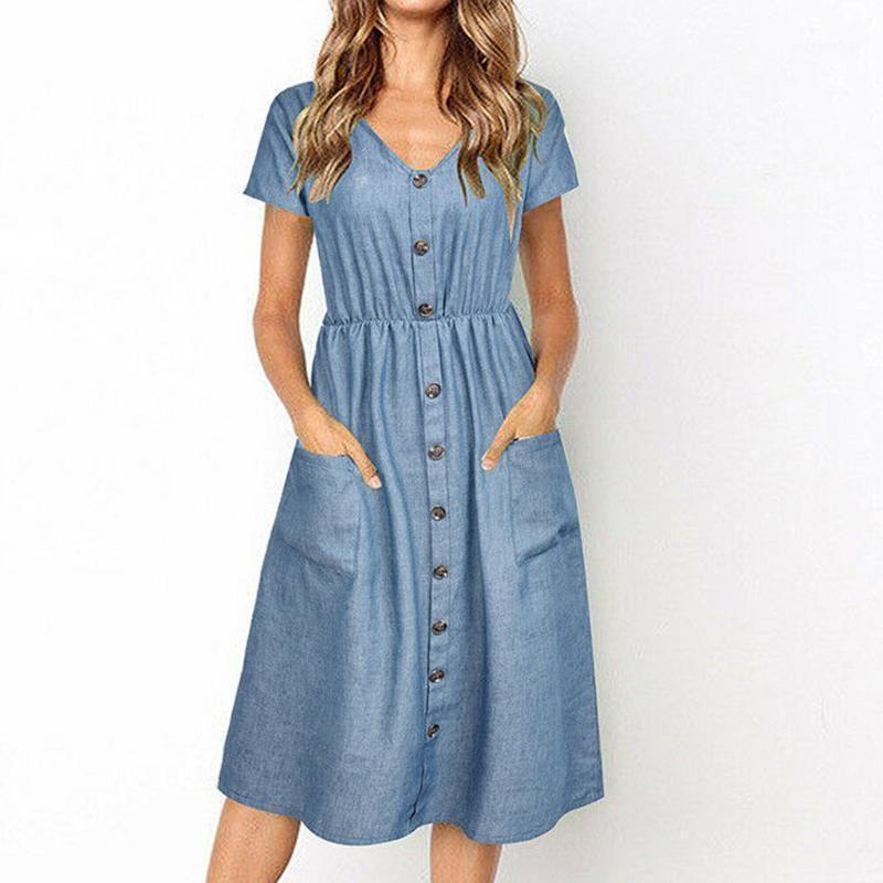 Breezy Short Sleeve V-Neck Midi Dress