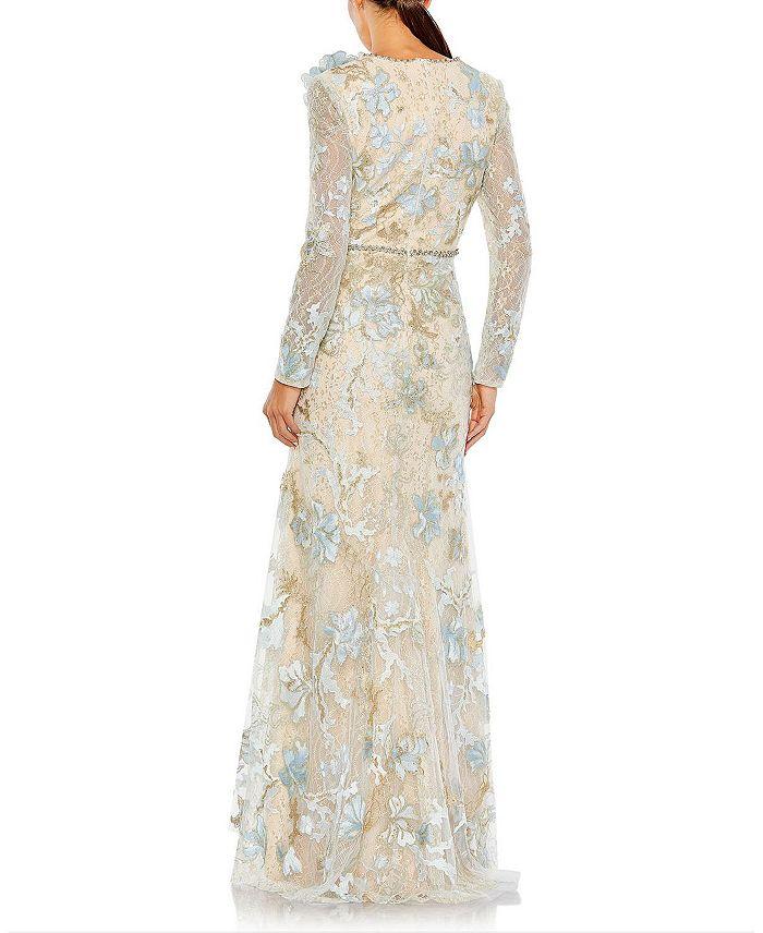 Floral Embroidered Lace Trumpet Maxi Dress