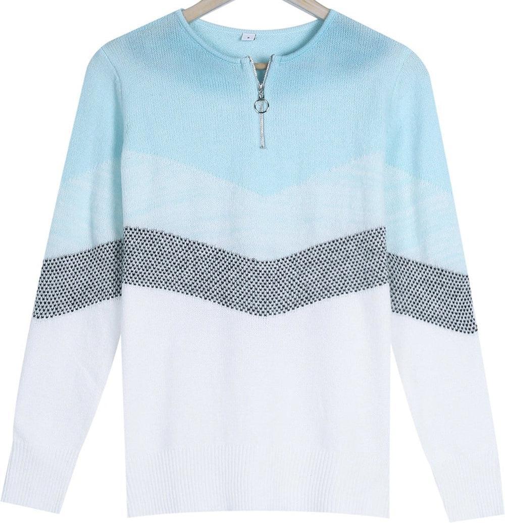 Blue Skies Chevron Zipper Sweater