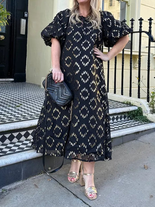 Hot Stamping Textured Midi Dress