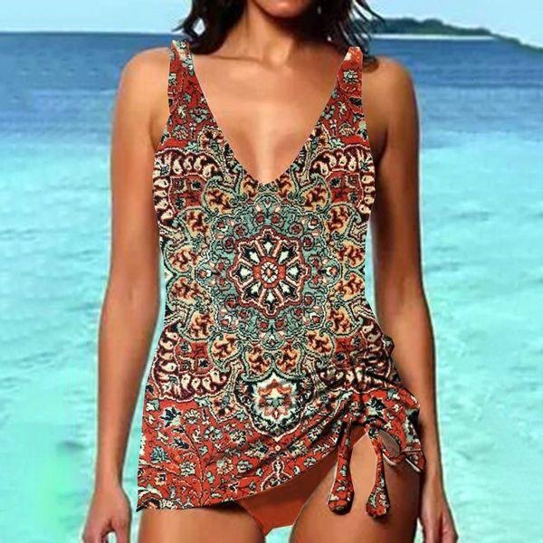 Zweiteilige Bikini-Bademode mit Retro-Print 