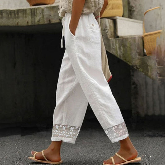 Comfy Plain White Side Pocket Pants