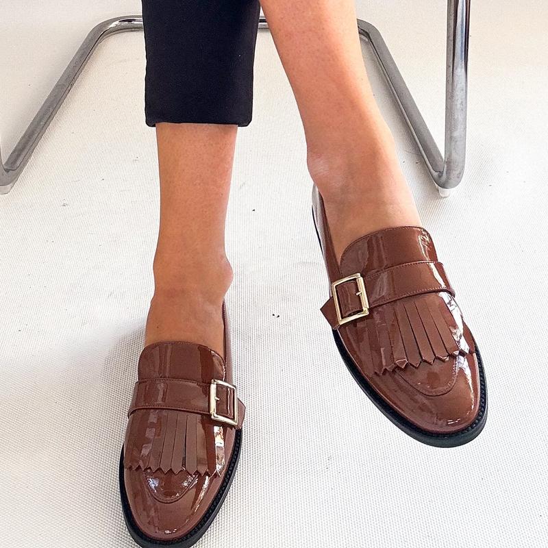 Fringed Flat Leather Slip-on Shoes