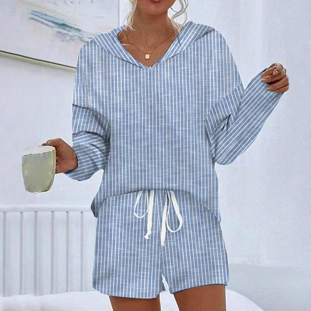 Unique Hoodie Striped Two Piece Set